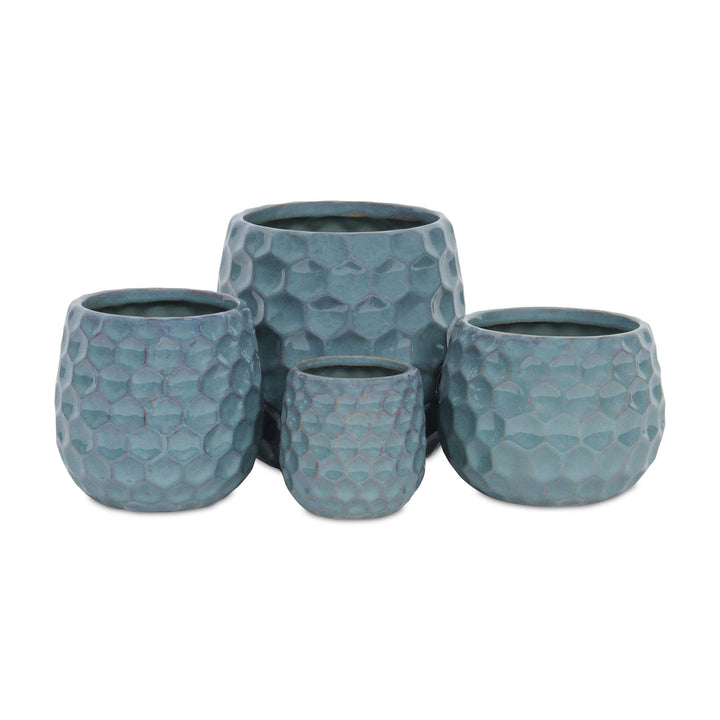 CHEUNGS Farrier Hexagon Pattern Blue Ceramic Pot - Medium