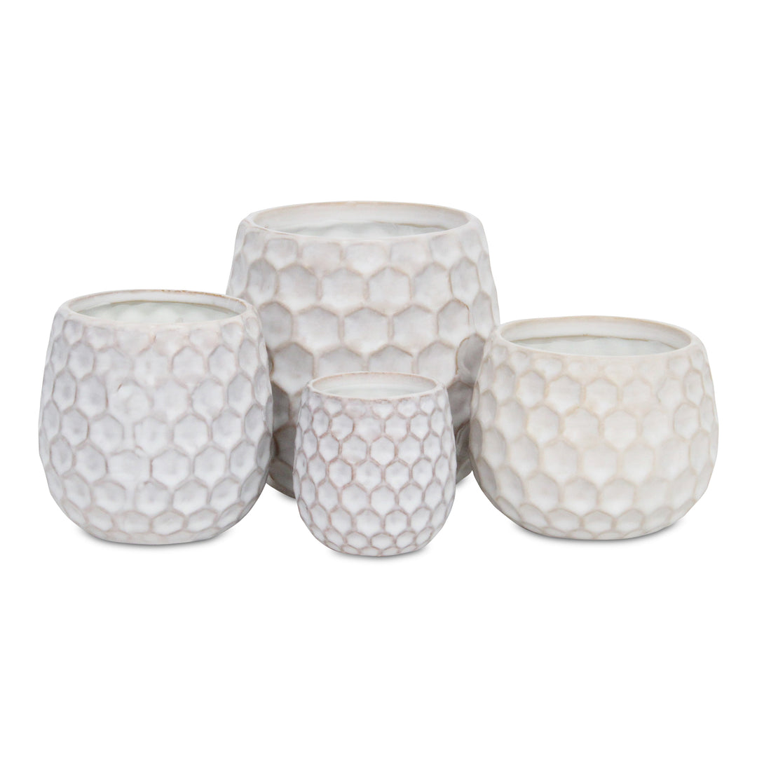 CHEUNGS Farrier Hexagon Pattern White Ceramic Pot - Wide