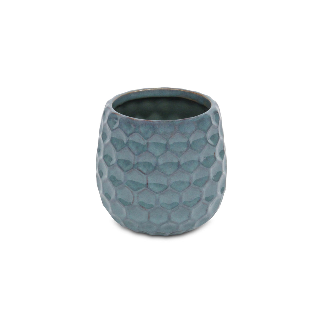 CHEUNGS Farrier Hexagon Pattern Blue Ceramic Pot - Medium