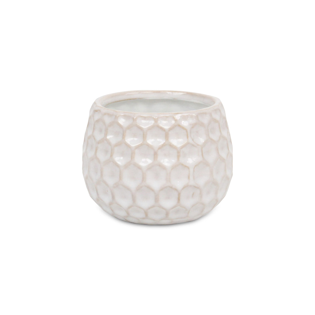 CHEUNGS Farrier Hexagon Pattern White Ceramic Pot - Wide