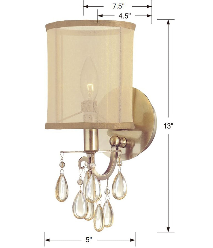 Crystorama Crystorama Hampton 1 Light Antique Brass Sconce