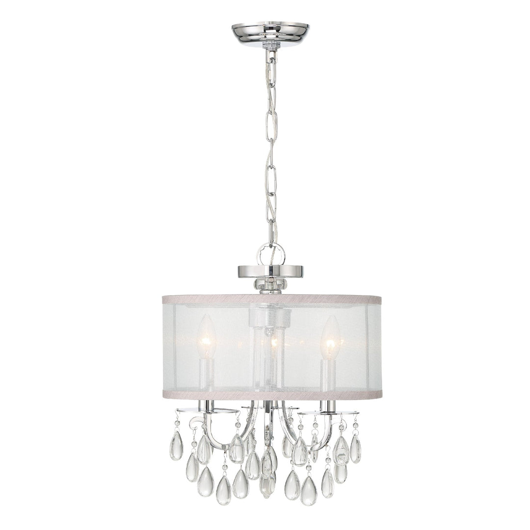 Hampton 3 Light Polished Chrome Clear Crystal Drum Shade Mini Chandelier Crystorama