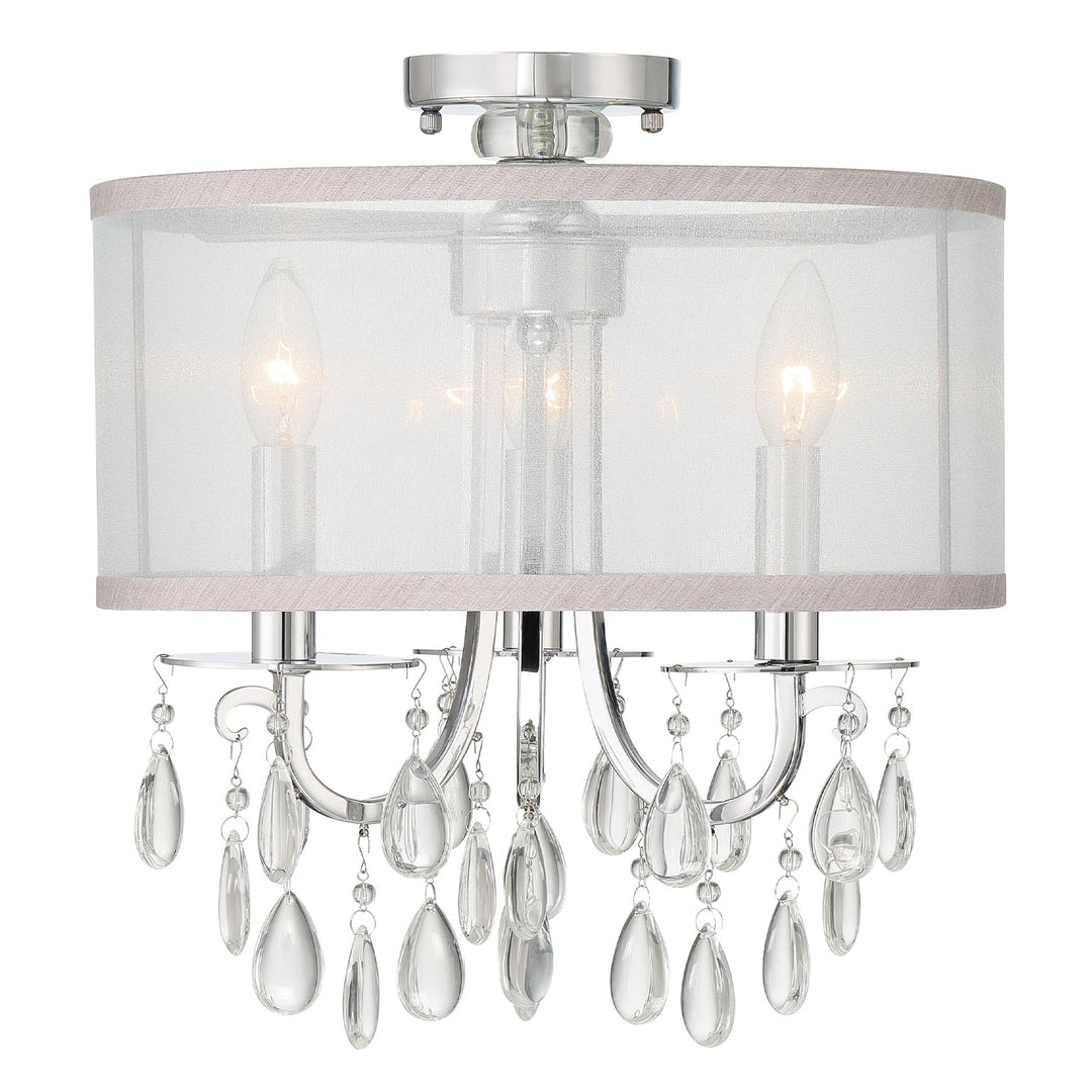 Crystorama Crystorama Hampton 3 Light Polished Chrome Semi Flush Mount