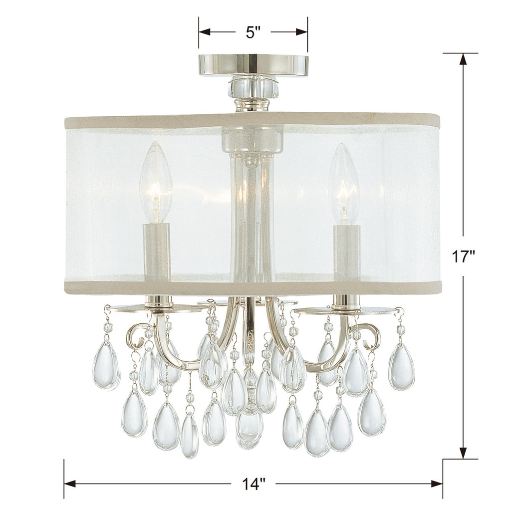 Crystorama Crystorama Hampton 3 Light Polished Chrome Semi Flush Mount