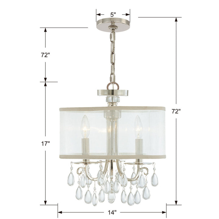 Hampton 3 Light Polished Chrome Clear Crystal Drum Shade Mini Chandelier Crystorama