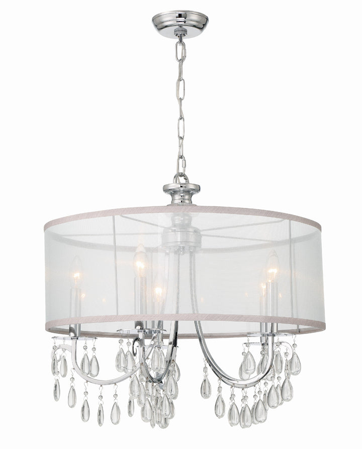 Hampton 5 Light Drum Shade Polished Chrome Chandelier Crystorama