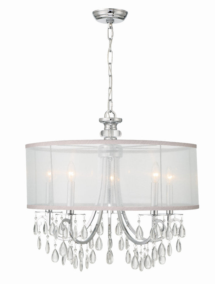 Hampton 5 Light Drum Shade Polished Chrome Chandelier Crystorama