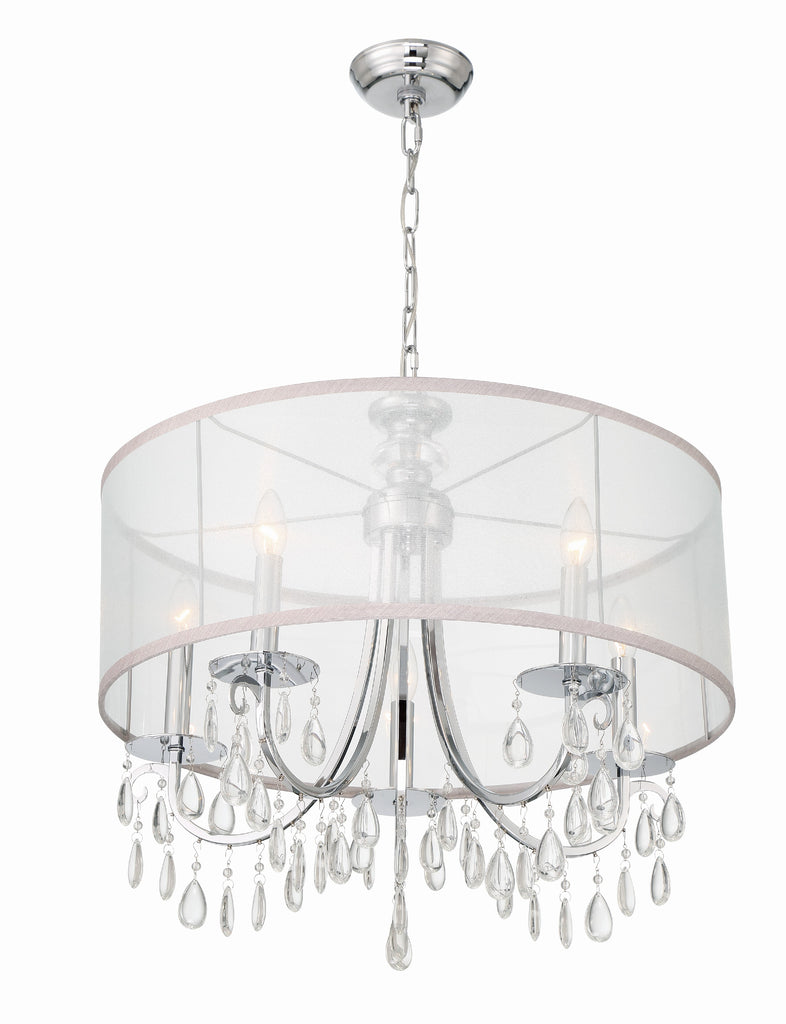 Hampton 5 Light Drum Shade Polished Chrome Chandelier Crystorama