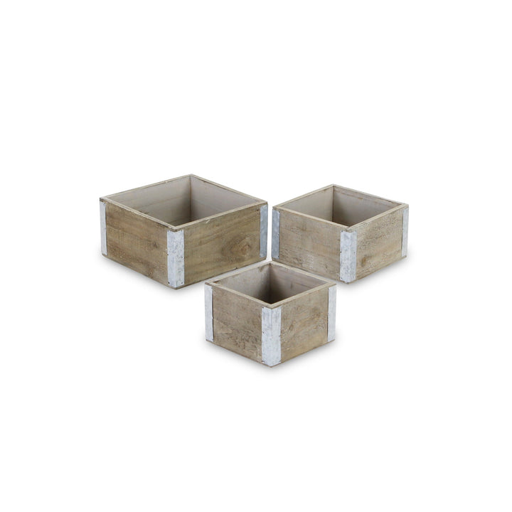 CHEUNGS Samil Set of 3 Square Wooden Crates