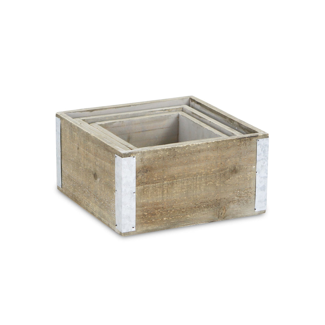 CHEUNGS Samil Set of 3 Square Wooden Crates