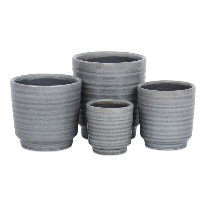 CHEUNGS Celadi Gray Rippled Ceramic Pot - Small