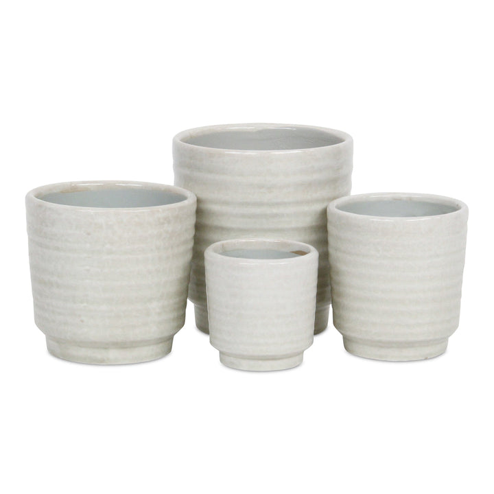 CHEUNGS Celadi White Rippled Ceramic Pot - Large