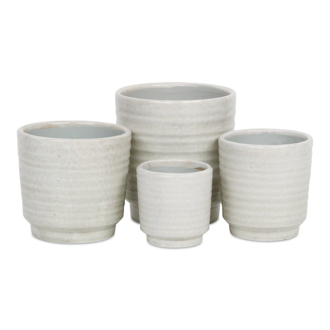 CHEUNGS Celadi White Rippled Ceramic Pot - X-Large