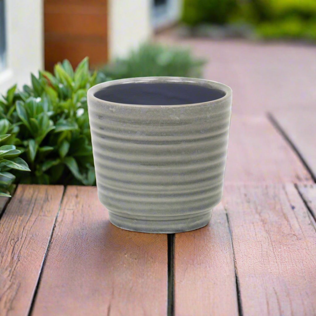 CHEUNGS Celadi Gray Rippled Ceramic Pot - Large