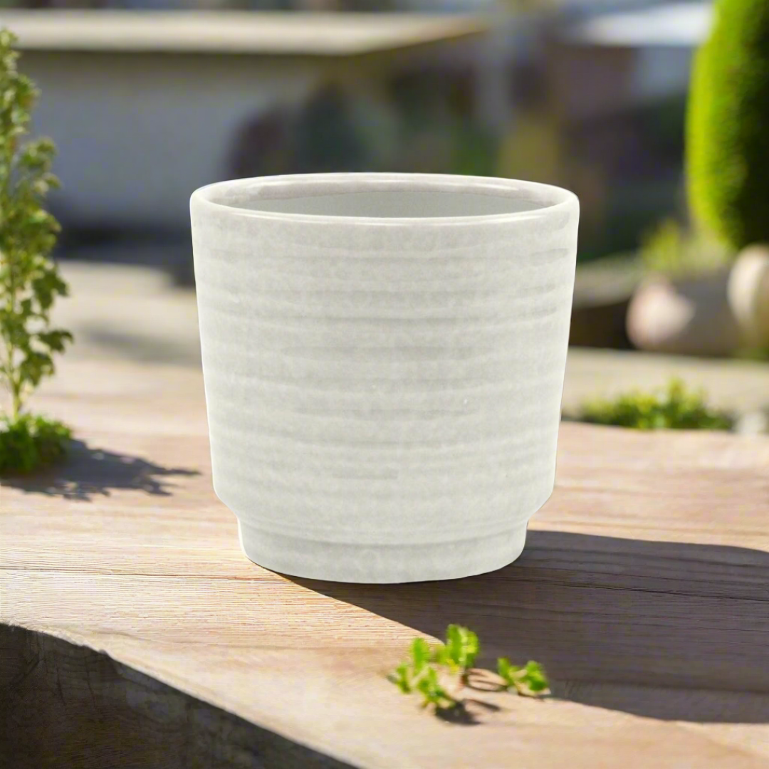 CHEUNGS Celadi White Rippled Ceramic Pot - Large