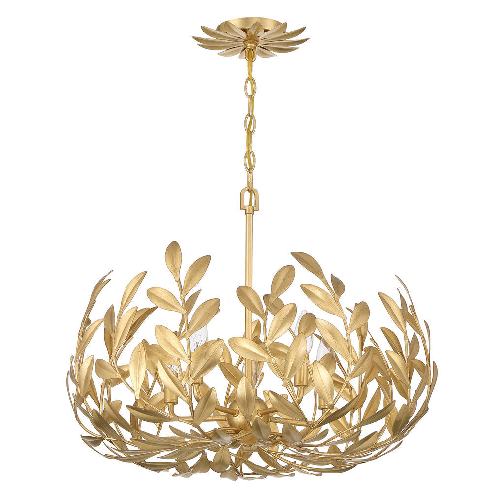 Broche 5 Light Antique Gold Chandelier Crystorama