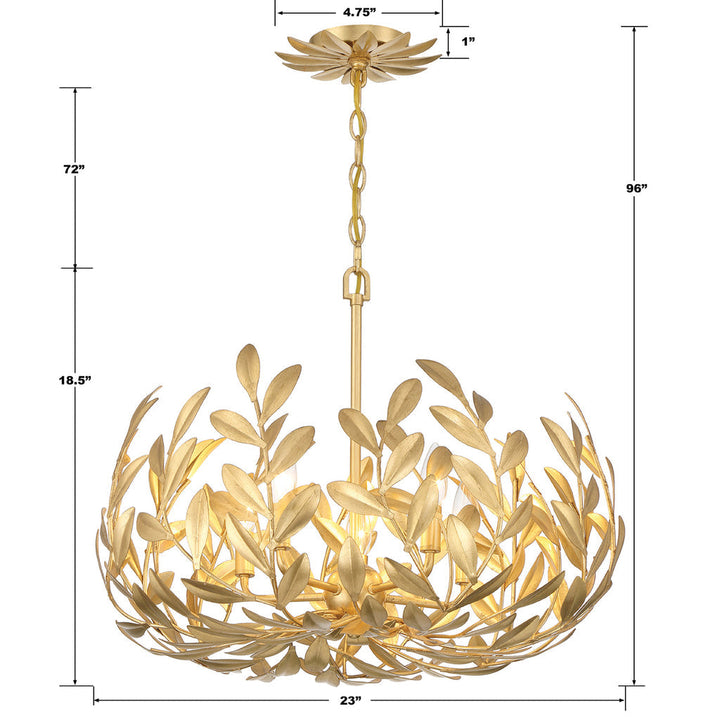 Broche 5 Light Antique Gold Chandelier Crystorama