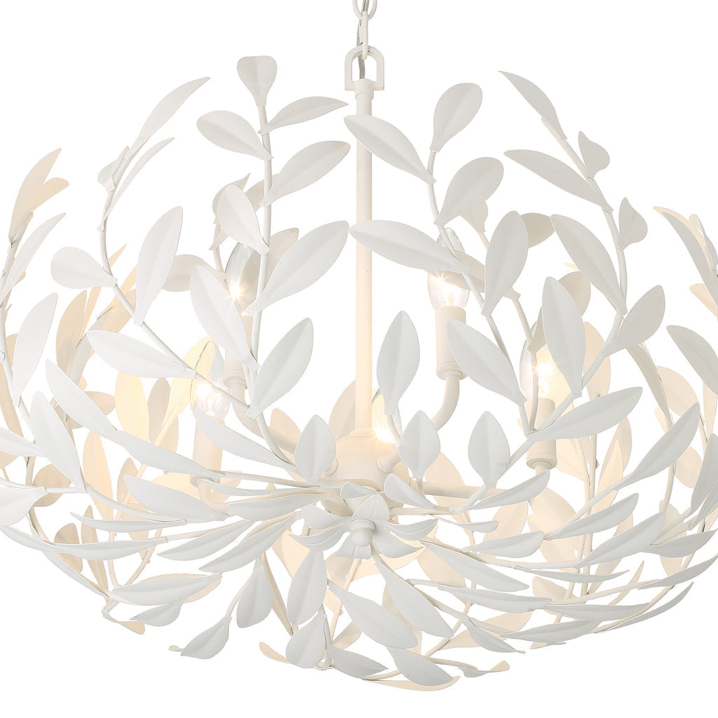 Broche 5 Light Matte White Chandelier Crystorama