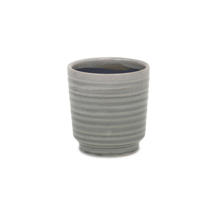 CHEUNGS Celadi Gray Rippled Ceramic Pot - Medium