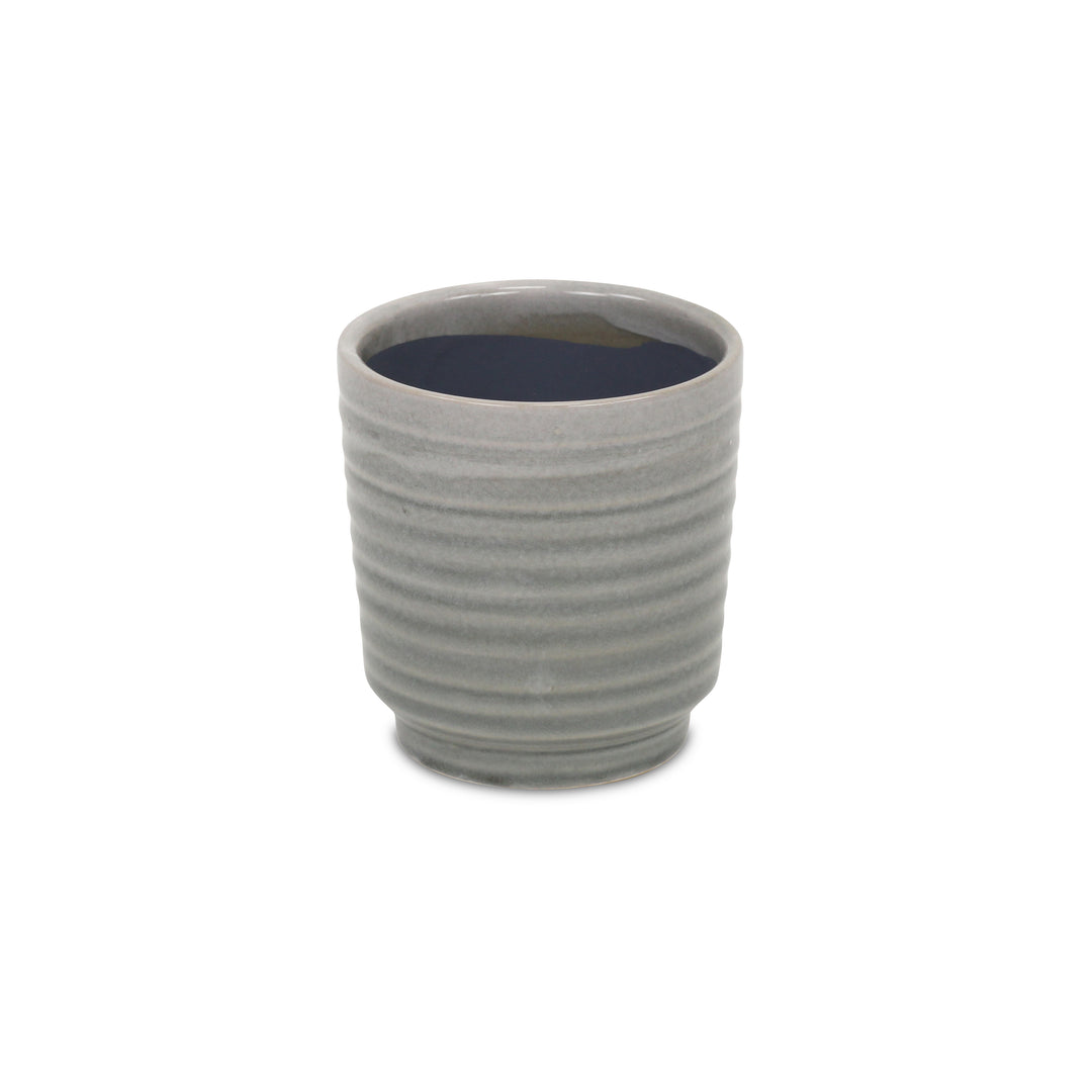 CHEUNGS Celadi Gray Rippled Ceramic Pot - Medium