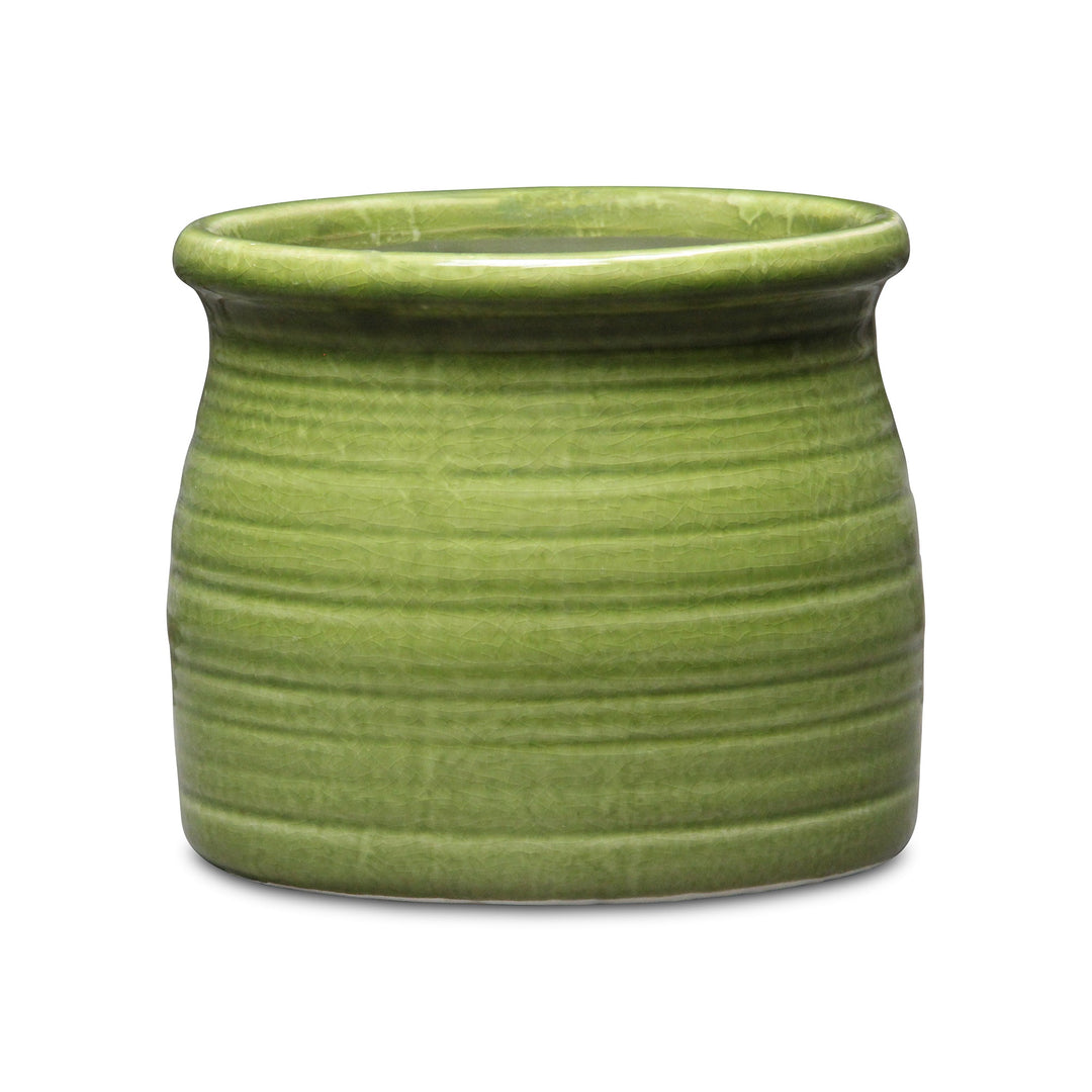 CHEUNGS Kifon Curved Ceramic Ceramic Pot - Large - Olive Green