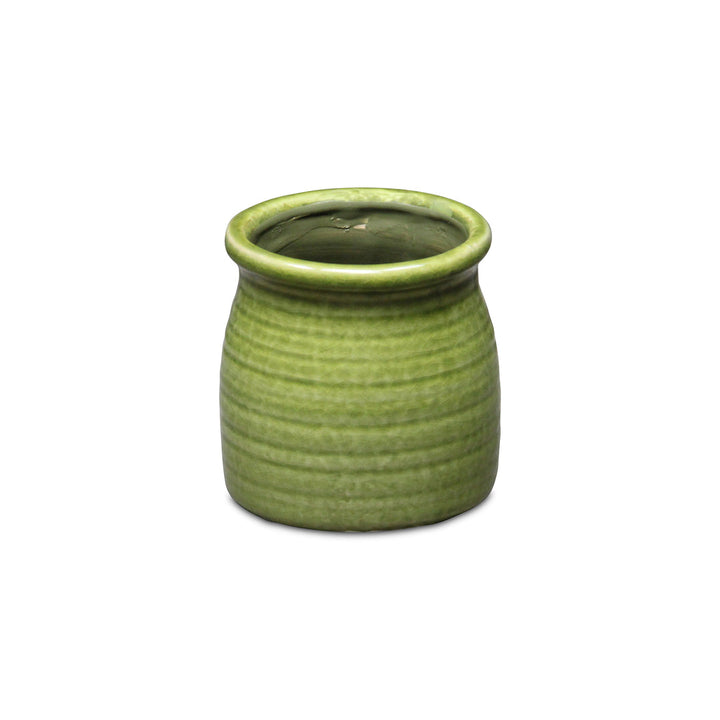 CHEUNGS Kifon Curved Ceramic Ceramic Pot - Small - Olive Green