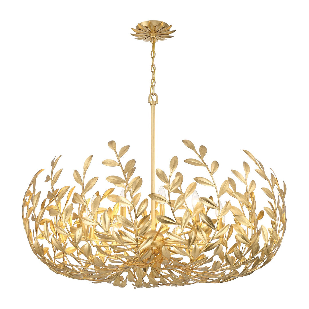 Broche 12 Light Antique Gold Chandelier Crystorama