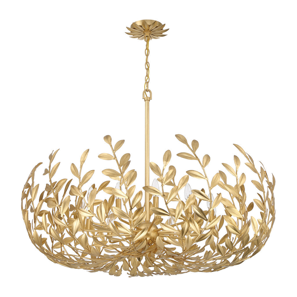 Broche 12 Light Antique Gold Chandelier Crystorama