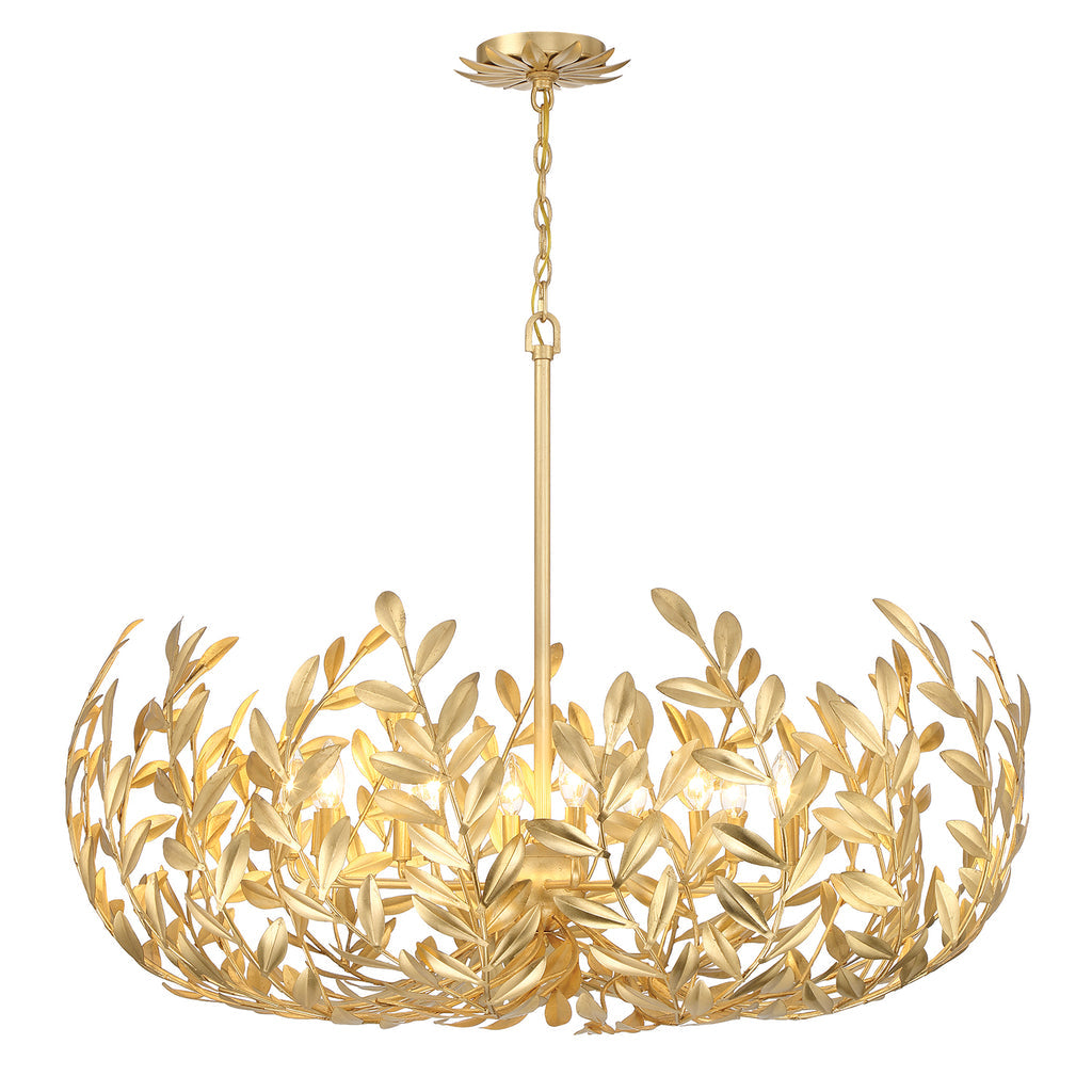 Broche 12 Light Antique Gold Chandelier Crystorama