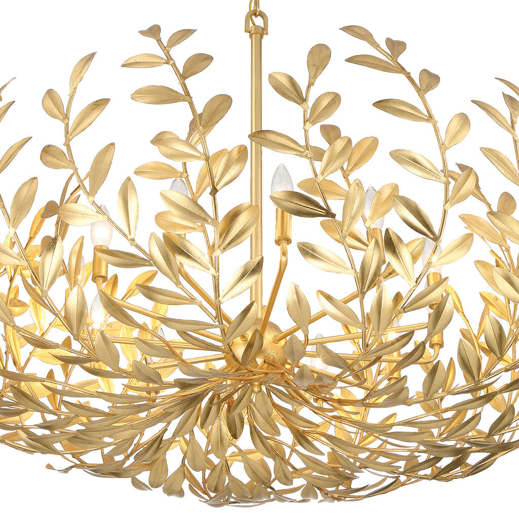 Broche 12 Light Antique Gold Chandelier Crystorama