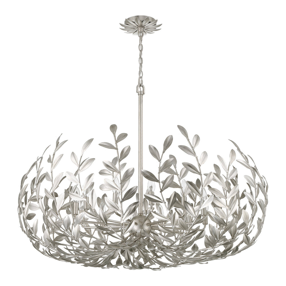 Broche 12 Light Antique Silver Chandelier Crystorama