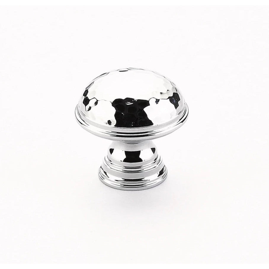 SCHAUB 1 1/4 Inch Atherton Hammered Knob with Plain Edges (Polished Chrome Finish)