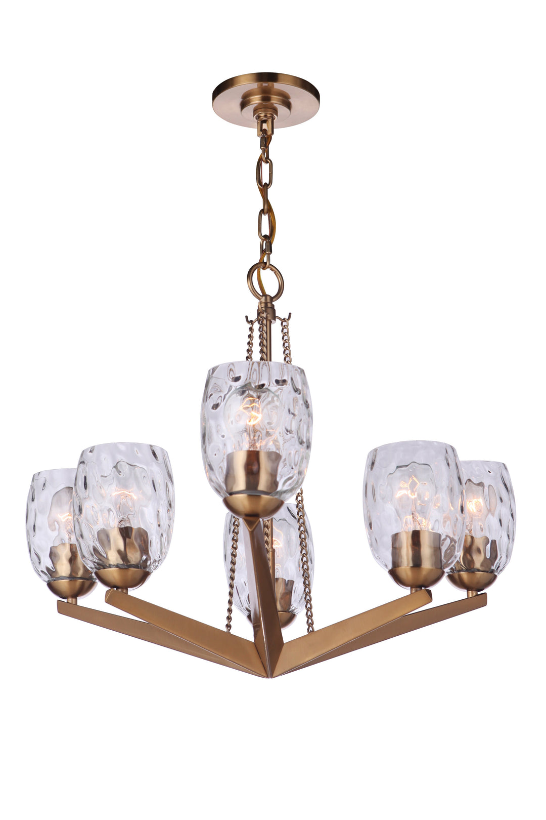 Antique Hardware Guiding Star 6 Light Chandelier in Satin Brass Chandelier