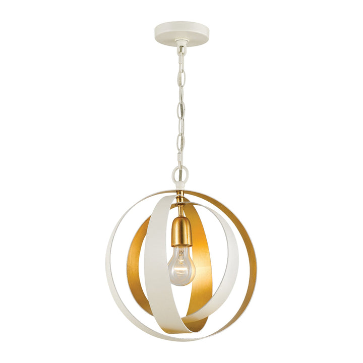 Luna 1 Light Matte White + Antique Gold Sphere Mini Pendant Crystorama