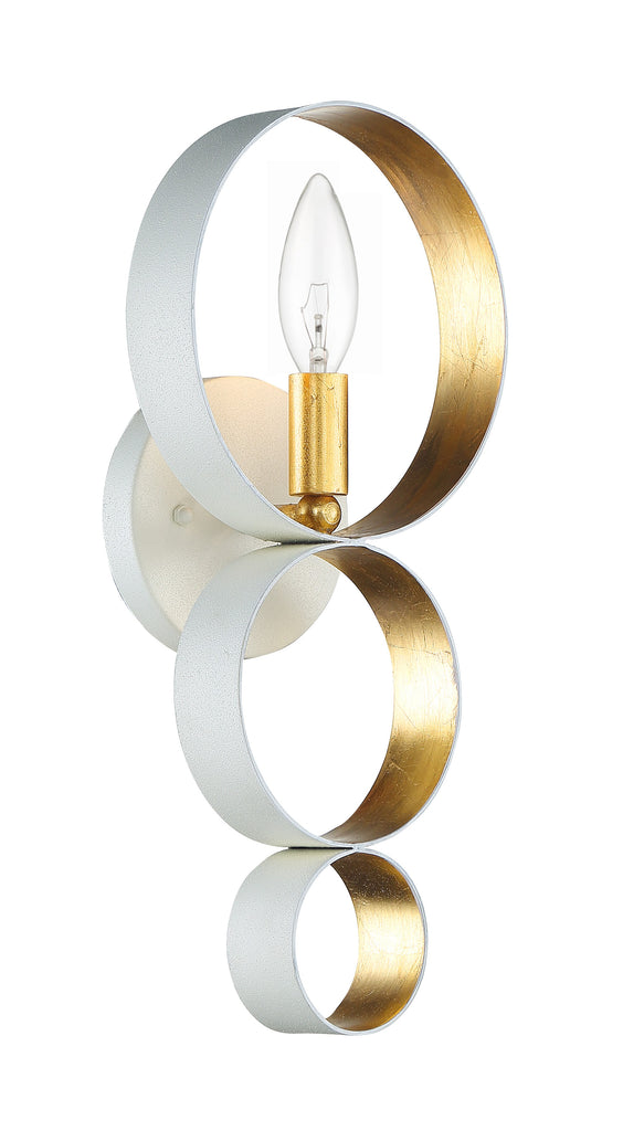 Crystorama Crystorama Luna 1 Light Matte White + Antique Gold Sphere Sconce