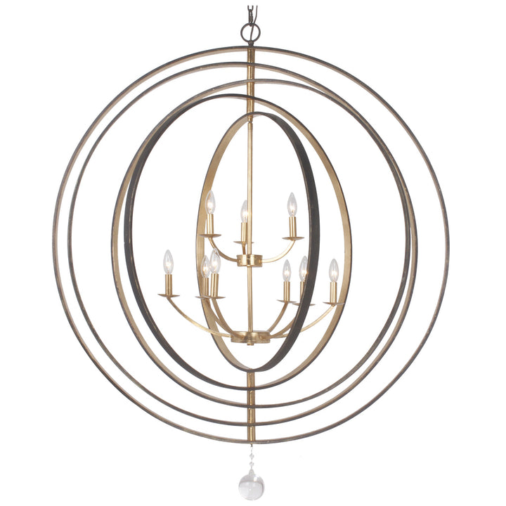 Luna 9 Light English Bronze + Antique Gold Chandelier Crystorama