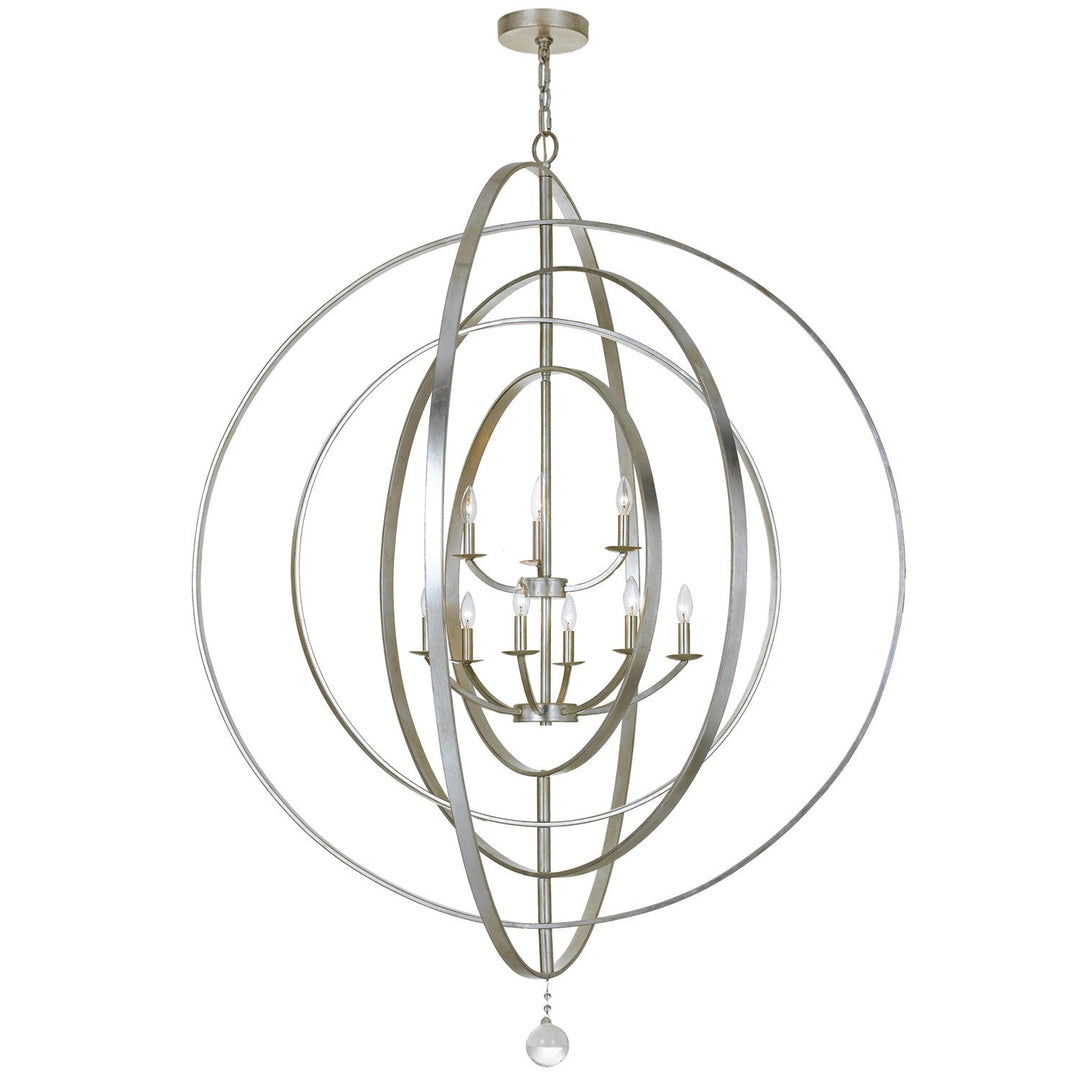 Luna 9 Light Antique Silver Chandelier Crystorama