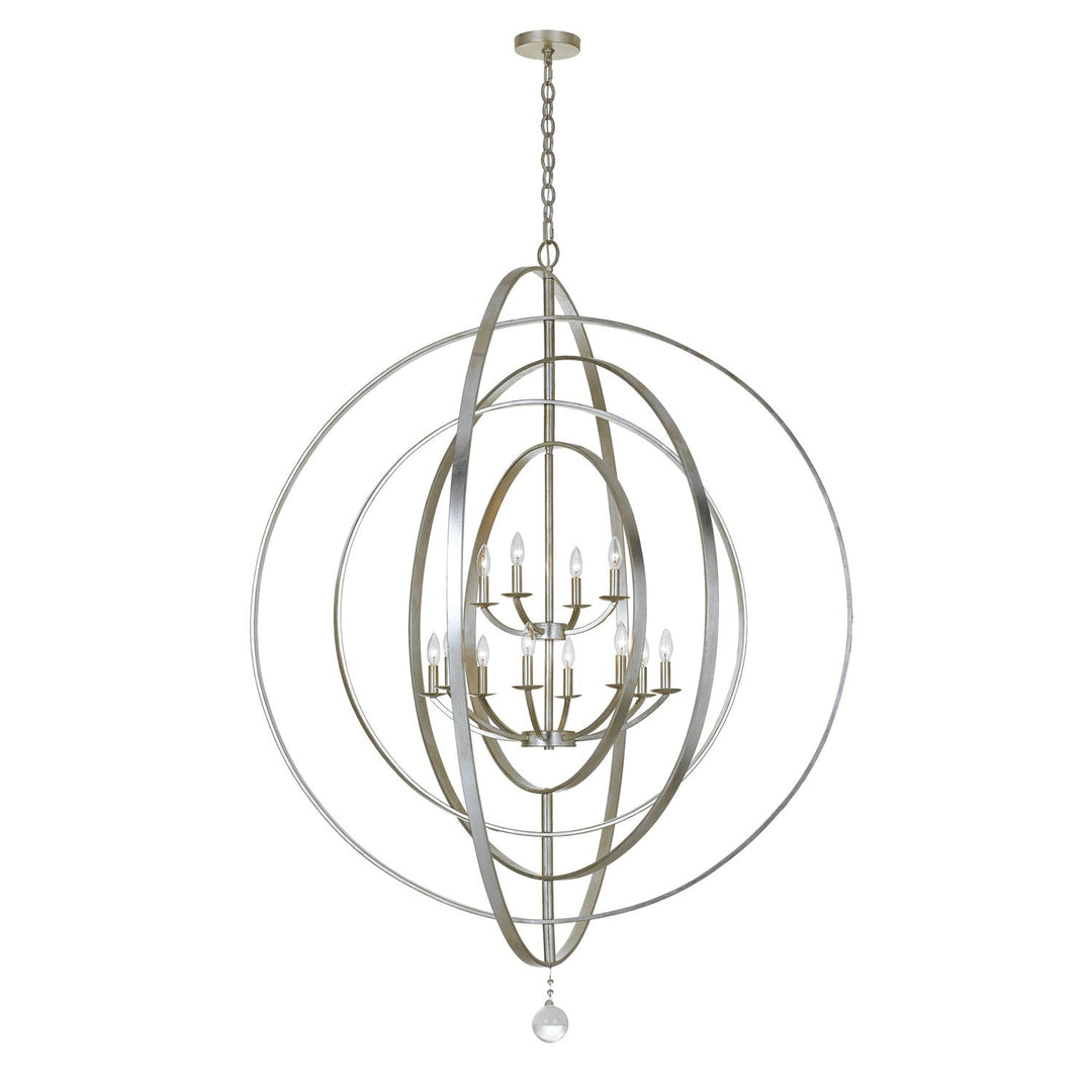 Luna 12 Light Antique Silver Sphere Chandelier Crystorama