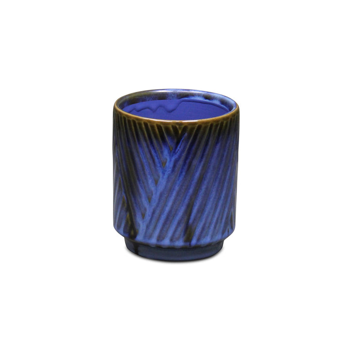 CHEUNGS Parlora Crossed Diagonal Pattern Straight Side Ceramic Pot - Small - Blue