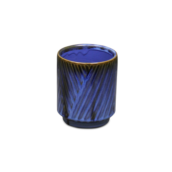 CHEUNGS Parlora Crossed Diagonal Pattern Straight Side Ceramic Pot - Small - Blue