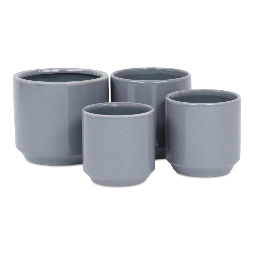 CHEUNGS Elegora Straight Side Solid Color Ceramic Pot - Large - Gray