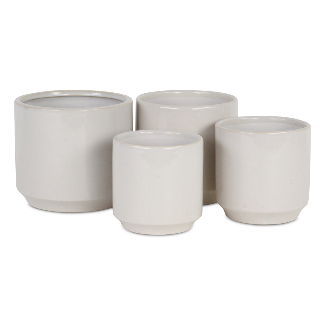 Elegora Straight Side Solid Color Ceramic Pot - Small - Off White CHEUNGS