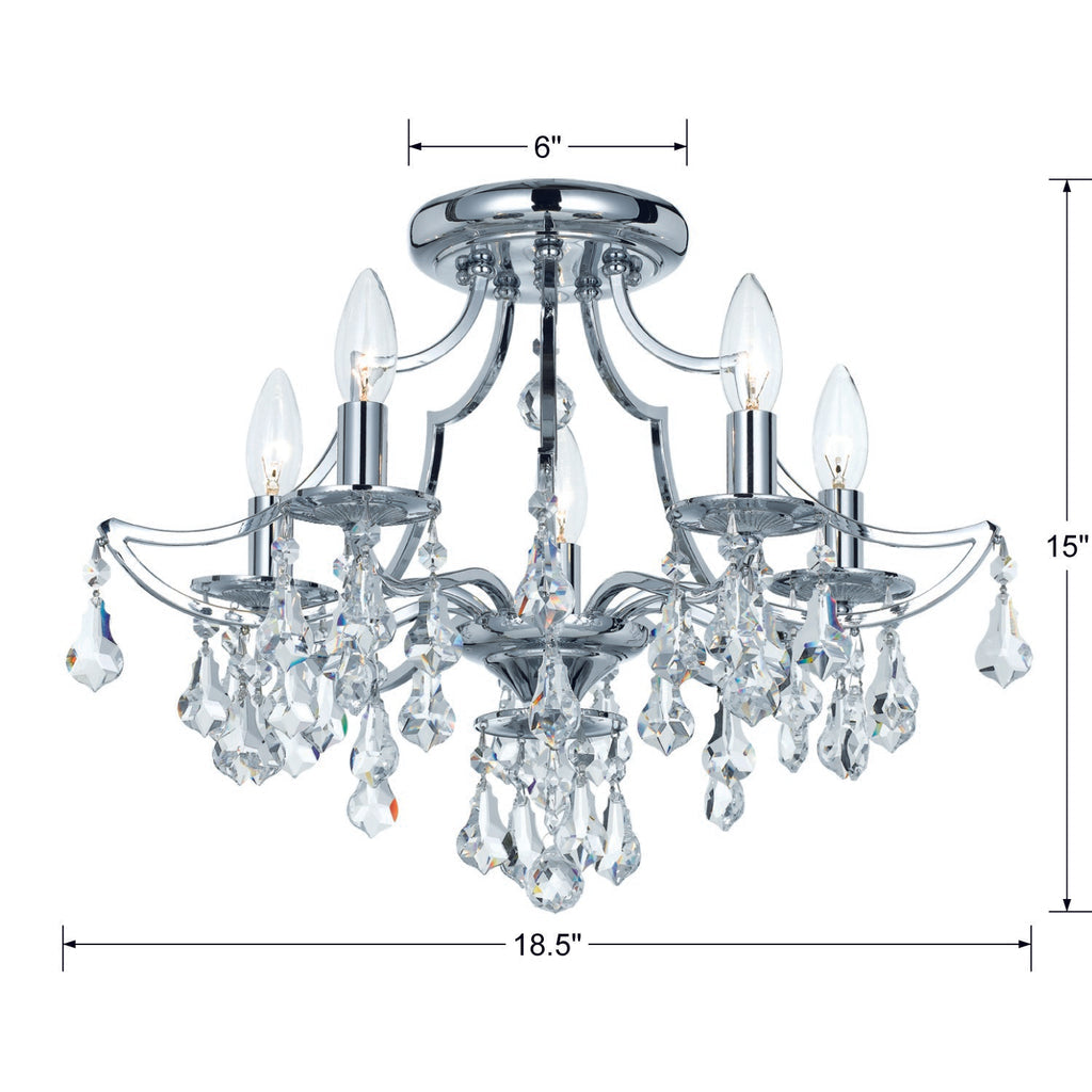 Crystorama Crystorama Cedar 5 Light Swarovski Strass Crystal Polished Chrome Semi Flush Mount