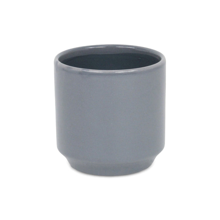 Elegora Straight Side Solid Color Ceramic Pot - Medium - Gray CHEUNGS