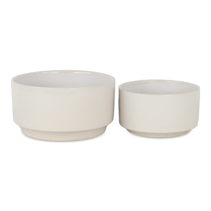 Elegora Wide Round Straight Side Ceramic Pot - Small - Off White CHEUNGS