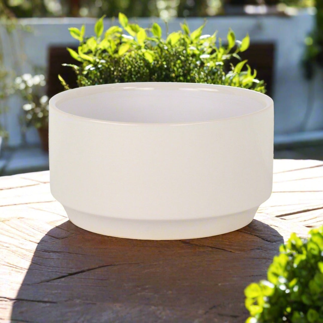 CHEUNGS Elegora Wide Round Straight Side Ceramic Pot - Large - Off White