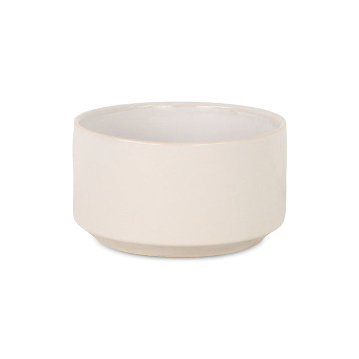 Elegora Wide Round Straight Side Ceramic Pot - Small - Off White CHEUNGS