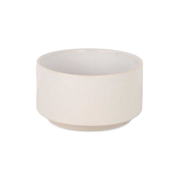 Elegora Wide Round Straight Side Ceramic Pot - Small - Off White CHEUNGS