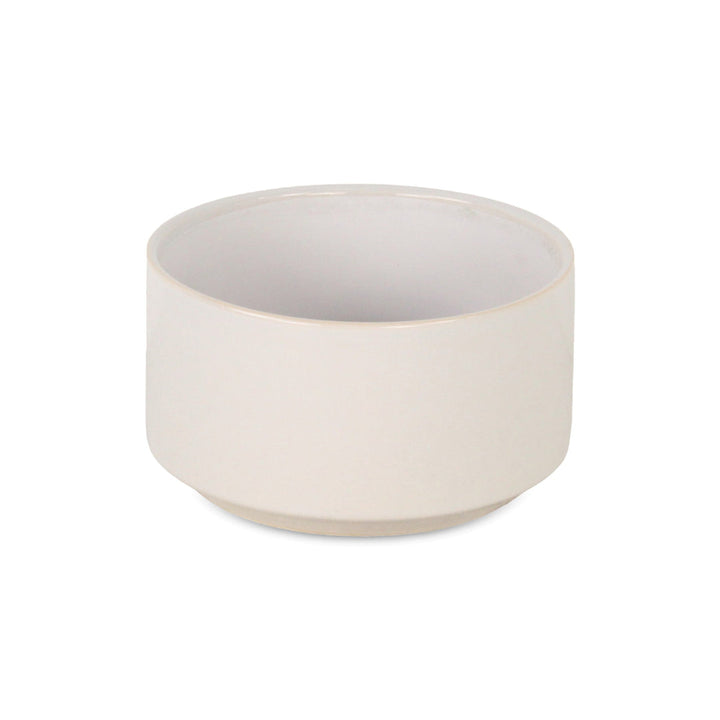 Elegora Wide Round Straight Side Ceramic Pot - Small - Off White CHEUNGS