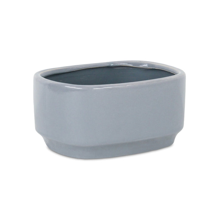 CHEUNGS Elegora Wide Curved Rectangular Straight Side Ceramic Pot - Large - Gray